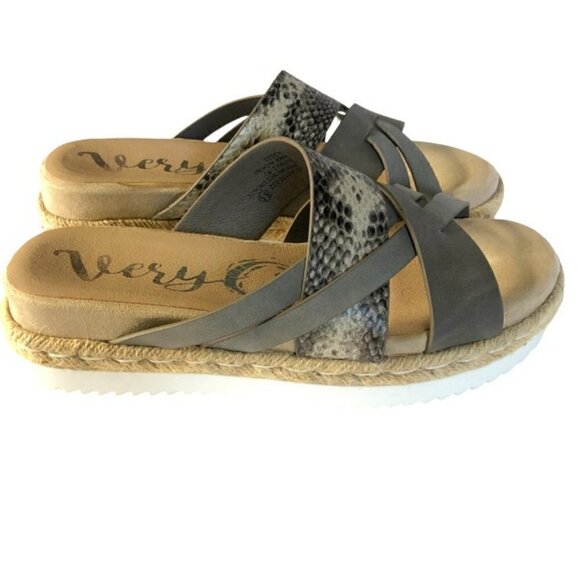 Very G Grey Snake Print Platform Sandal 6.5 - Picture 1 of 6